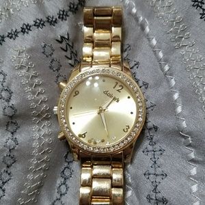 Gold Watch w/stone bezel